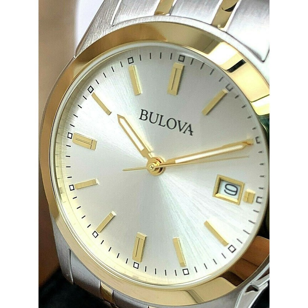Bulova Men's Watch 98H18 Quartz Two Tone Stainless Steel 38mm Silver Dial Date